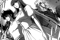 Saori, acompanhada de Seiya, Shiryu, Hyoga e Shun, chega no Santurio para a batalha final!