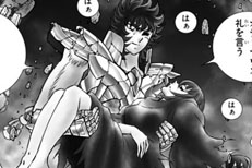 Ikki carrega Saori no colo e, juntos com os outros, volta para o presente!